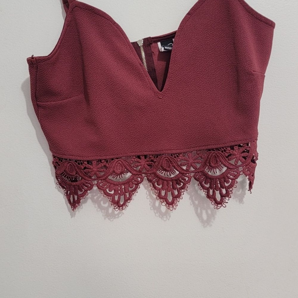Windsor Crop Top S Dark Red